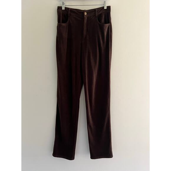 Sno Skins Velvet Pants Brown Straight Leg Lightweight Stretchy Size 8 JL - Picture 2 of 8